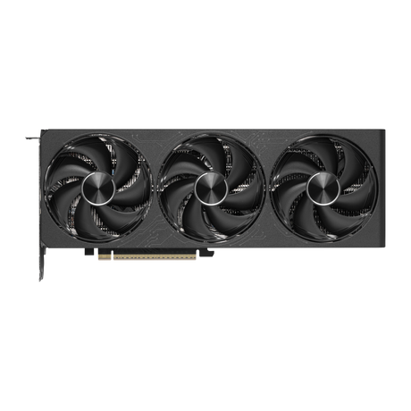 Tarjeta gráfica MSI GeForce RTX 5080 Inspire 3X OC en negro, con disipador y puertos HDMI y DisplayPort visibles.