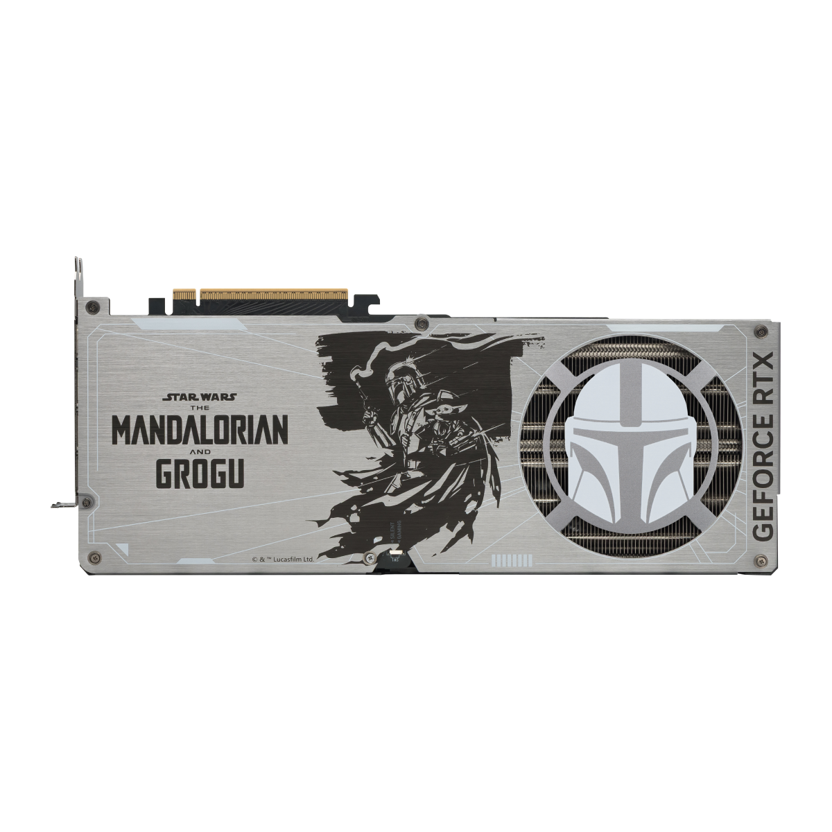 Tarjeta gráfica MSI GeForce RTX 5080 16G The Mandalorian y Grogu Edition OC, con diseño temático en la imagen.