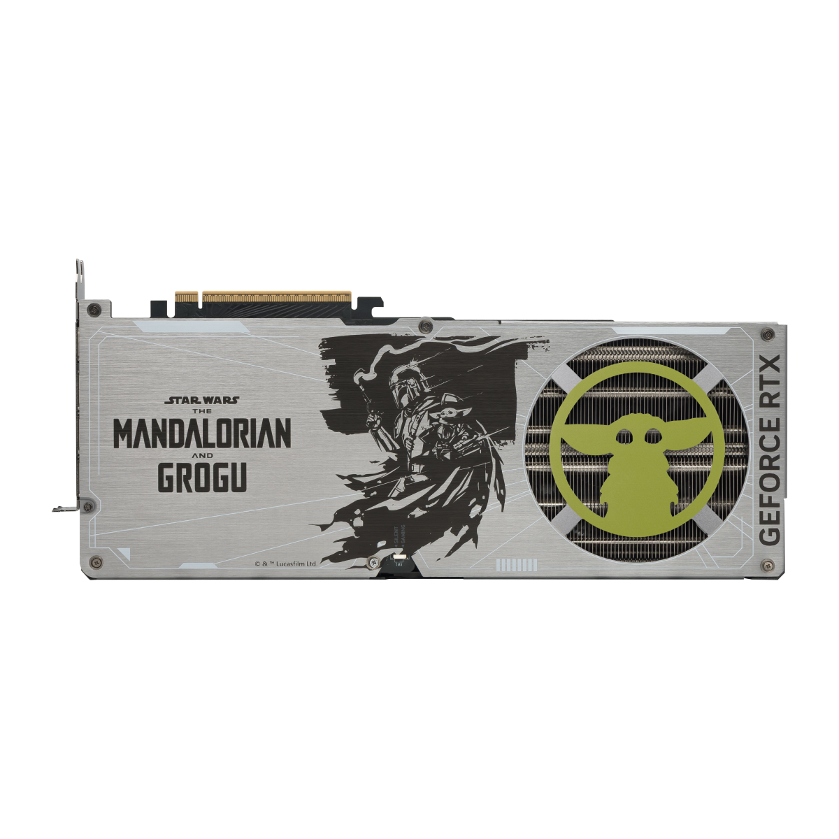 Tarjeta gráfica MSI GeForce RTX 5080 16G The Mandalorian y Grogu Edition OC, con diseño temático en la imagen.