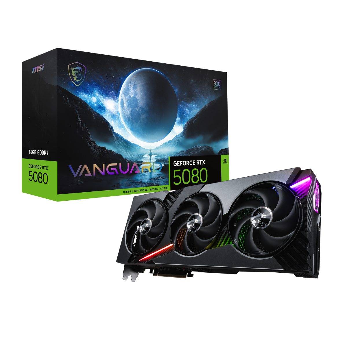 グラフィックボード・グラボ・ビデオカード MSI GeForce RTX 5080 16GB GDDR7 MSI GeForce RTX 5080 16G VANGUARD SOC | Tarjeta Gráfica – MSI e