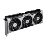 Tarjeta gráfica MSI GeForce RTX 5080 VENTUS 3X OC de colores negros y diseño con ventiladores triples, vista frontal.