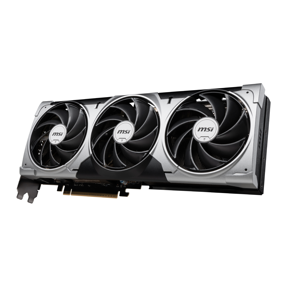 Tarjeta gráfica MSI GeForce RTX 5080 16G VENTUS 3X OC con disipador de aluminio y ventiladores en la tarjeta VGA.