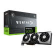 Tarjeta gráfica MSI GeForce RTX 5080 16G VENTUS 3X OC, con disipadores y conectores visibles, en acabado negro y detalles de ventiladores.