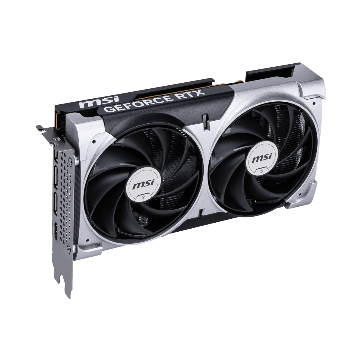 Tarjeta gráfica MSI GeForce RTX 5060 8G VENTUS 2X OC, con disipador de doble ventilador y diseño compacto para gaming y gráficos.