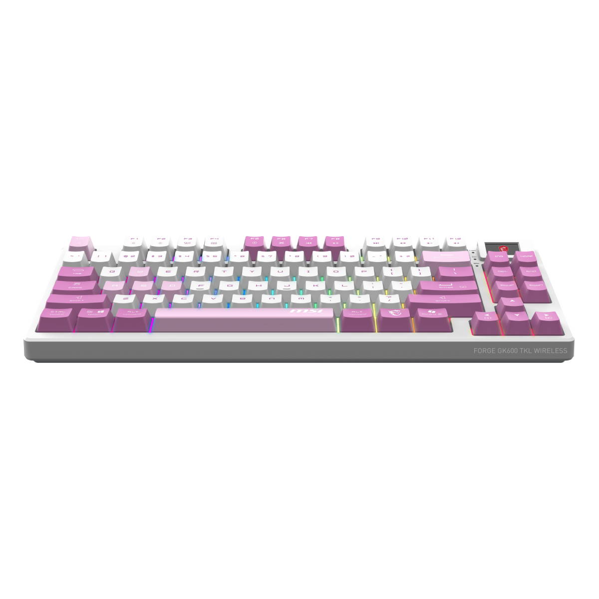 Teclado gaming inalambrico de MSI Forge GK600 TKL W VIOLET