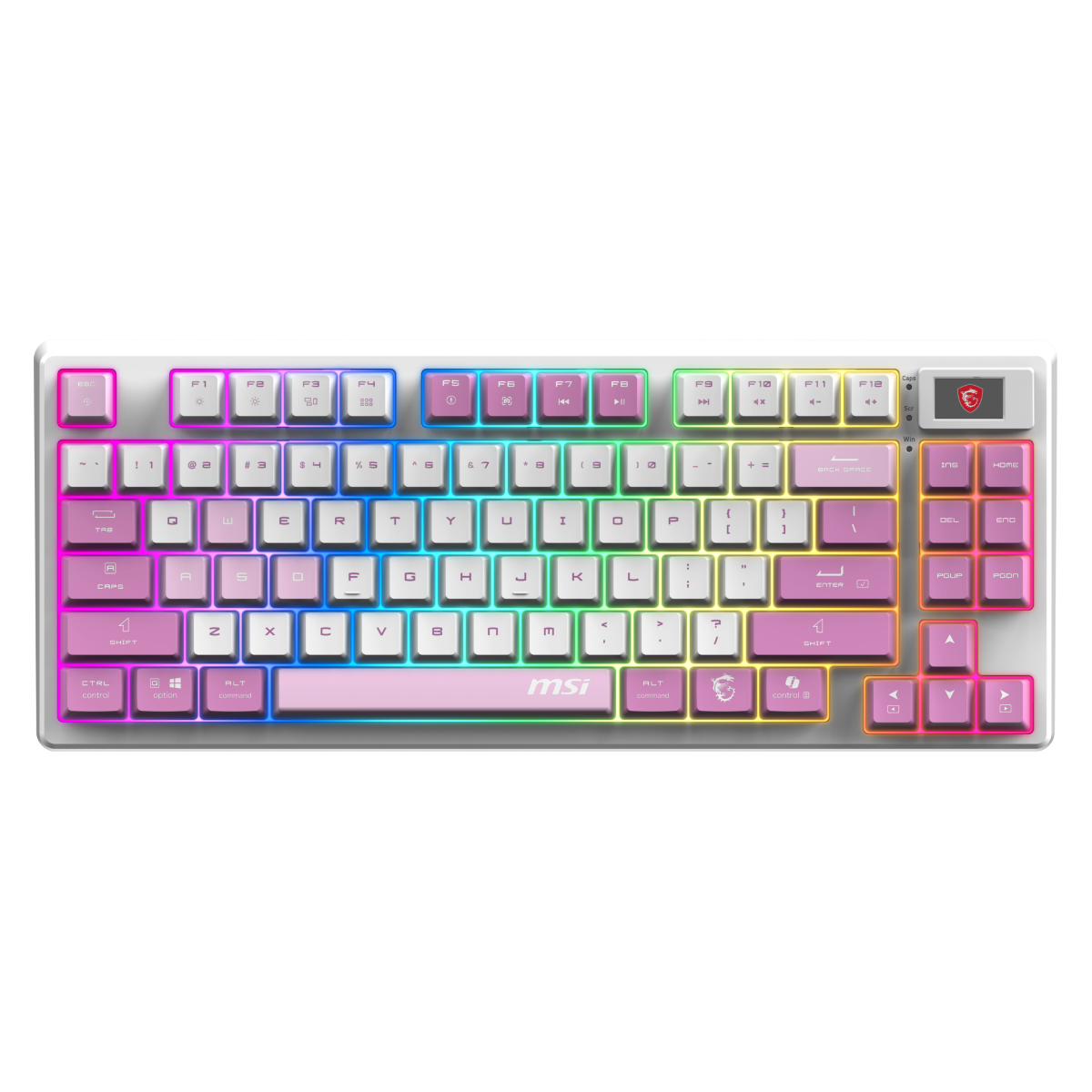 Teclado gaming inalambrico de MSI Forge GK600 TKL W VIOLET