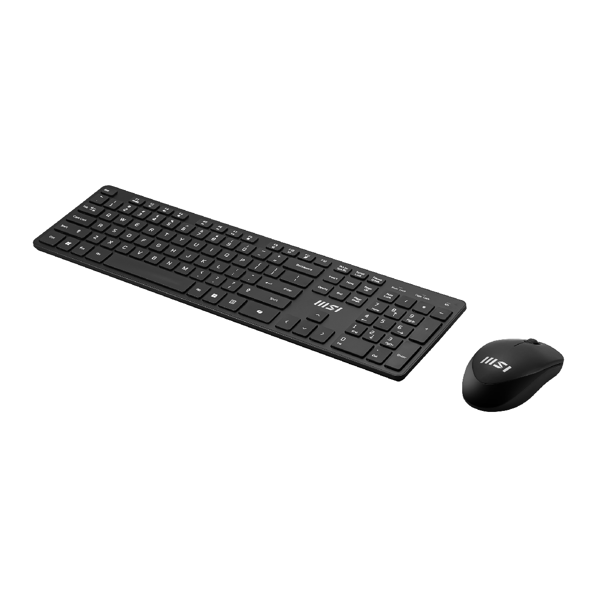 Teclado y ratón inalámbricos MSI Wireless Combo Copilot PRO en color negro, con diseño ergonómico y teclas compactas.