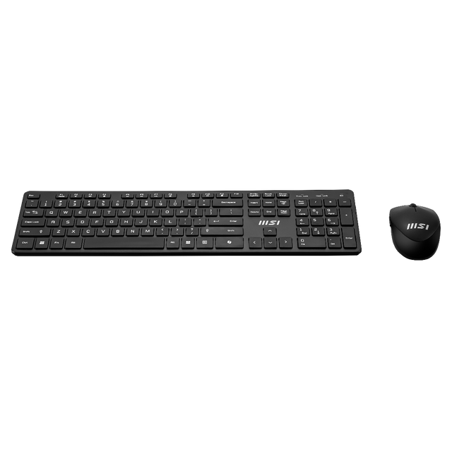 Teclado y ratón inalámbricos MSI Wireless Combo Copilot PRO, diseño ergonómico y funcional en color negro.