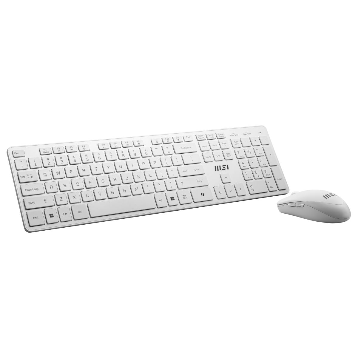 Teclado y ratón inalámbricos MSI Wireless Combo Copilot PRO en color blanco, diseño ergonómico y moderno para uso cómodo.